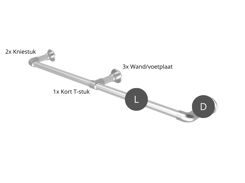 Kledingrek stang lang uit steigerbuis Ø 26,9 mm